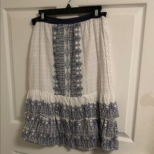Metro Wear White and Navy A-Line Skirt